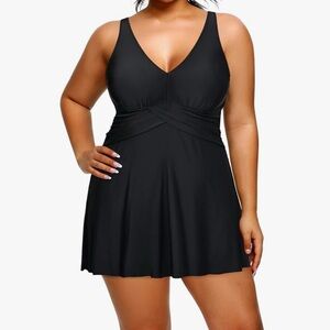 Holipick Plus Size Swimsuit with Tummy Control Black 24W